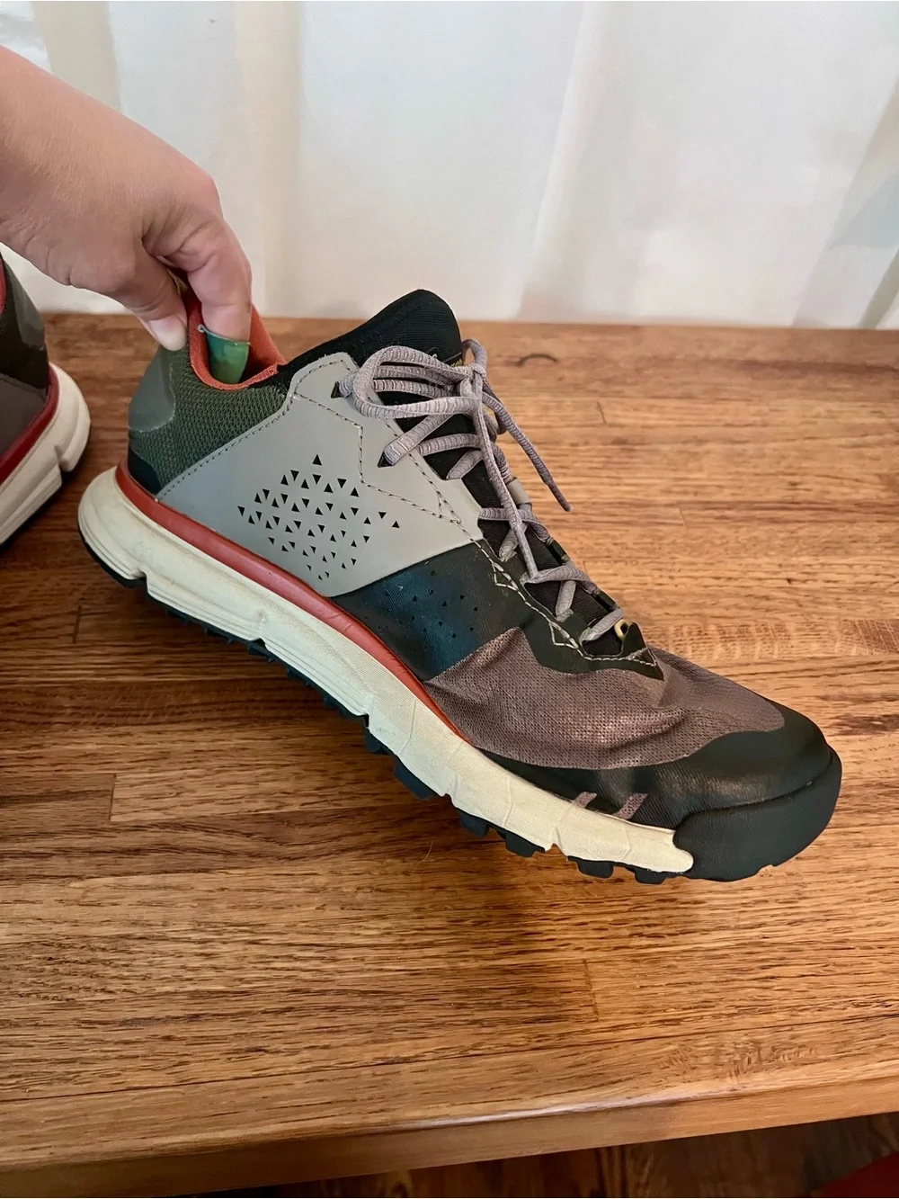 Danner Trail Men’s 2650 Campo hiking shoes in brown, green, and orange